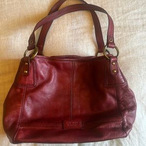 The Sak Brand Burgandy Leather 2 strap purse.